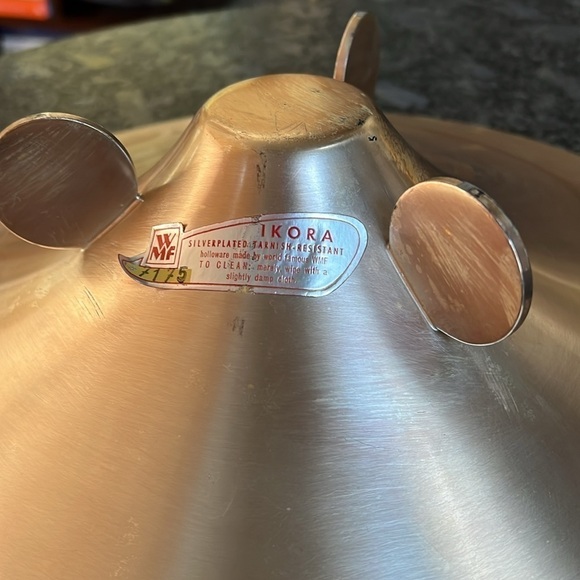 WMF Ikora Silverpate Goldtone Aluminum Black Enamel Tri Footed Platter - Picture 10 of 10